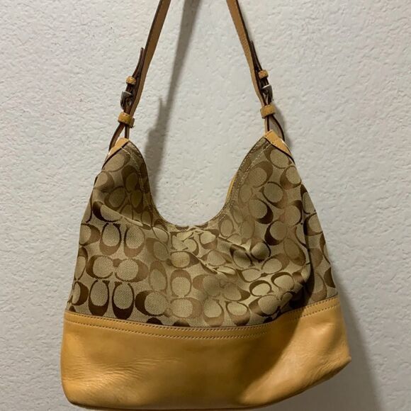Coach 2156 tan Signature Fabric Leather Hobo Bag - Picture 6 of 6